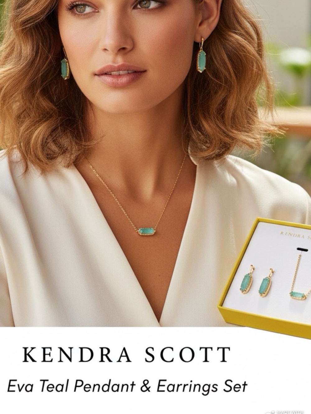 NIB!! Kendra Scott’s Newest Collection Eva Drop Earrings & Pendant Necklace Teal